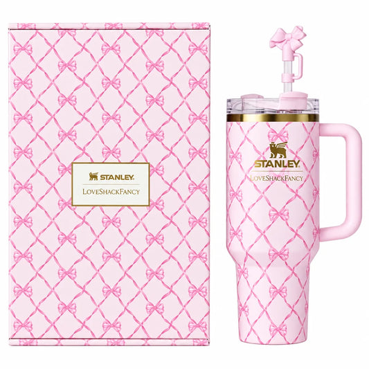 40oz Quencher H2.0 FlowState Tumbler – Baby Bow Pink Peppermint, Insulated Water Bottle with Handle